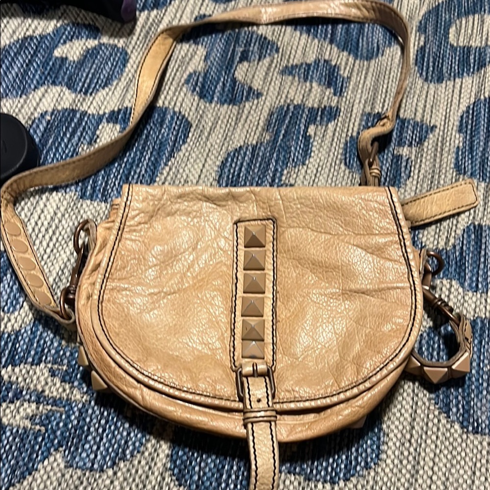Liebeskind Tan Leather Crossbody Bag with Stud Accents